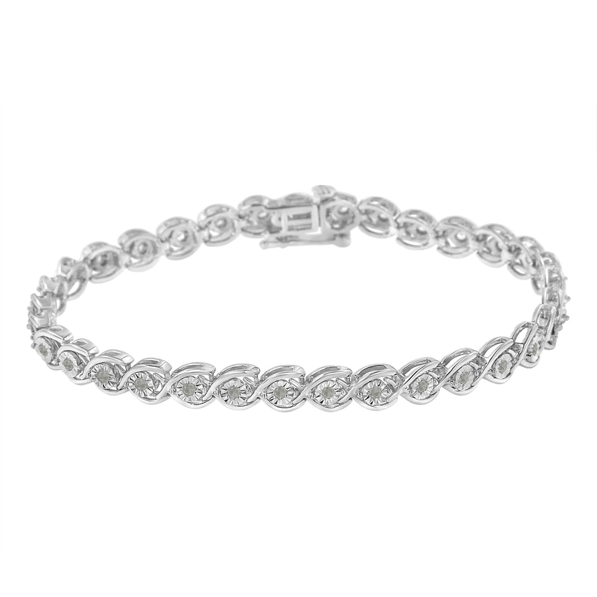 .925 Sterling Silver 1/2 Cttw Diamond Criss-Cross Miracle-Set 7&quot; Link Bracelet (I-J Color, I2-I3 Clarity) - LinkagejewelrydesignLinkagejewelrydesign