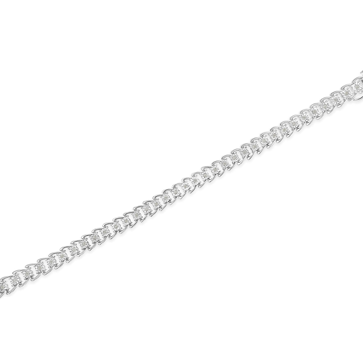 .925 Sterling Silver 1/2 Cttw Diamond Miracle-Set Double Swoosh Wave Style 7&quot; Tennis Bracelet (I-J Color, I3 Clarity) - LinkagejewelrydesignLinkagejewelrydesign