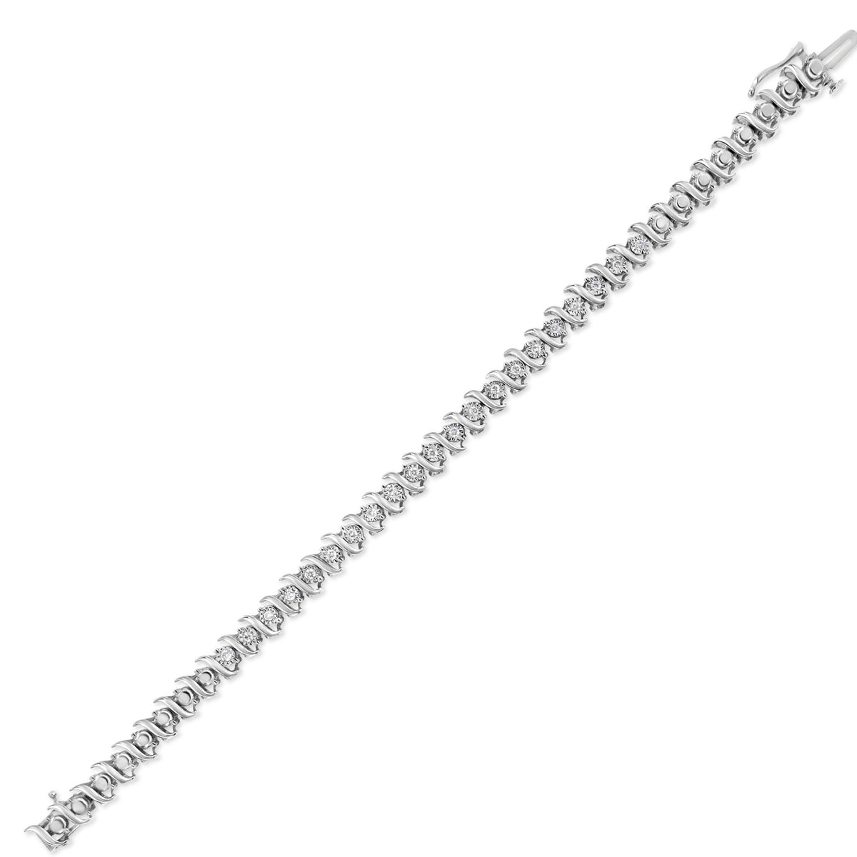 .925 Sterling Silver 1/2 Cttw Diamond Miracle Set &quot;S&quot; Link Tennis Bracelet - (J-K Color, I2-I3 Clarity) - Size 7.50 - LinkagejewelrydesignLinkagejewelrydesign