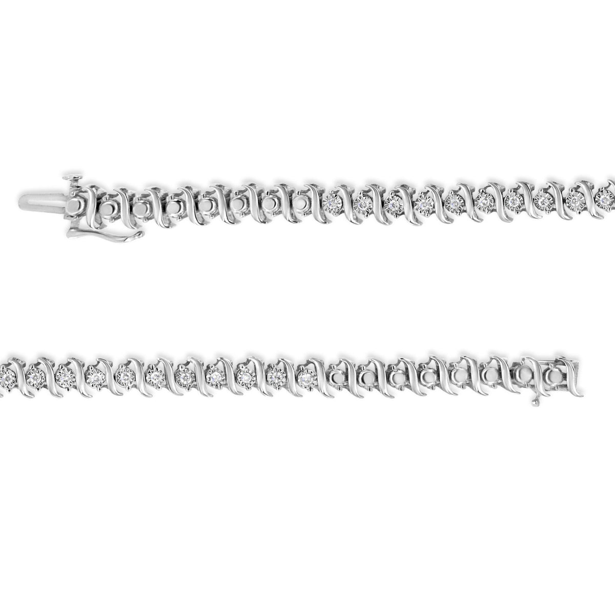 .925 Sterling Silver 1/2 Cttw Diamond Miracle Set &quot;S&quot; Link Tennis Bracelet - (J-K Color, I2-I3 Clarity) - Size 7.50 - LinkagejewelrydesignLinkagejewelrydesign