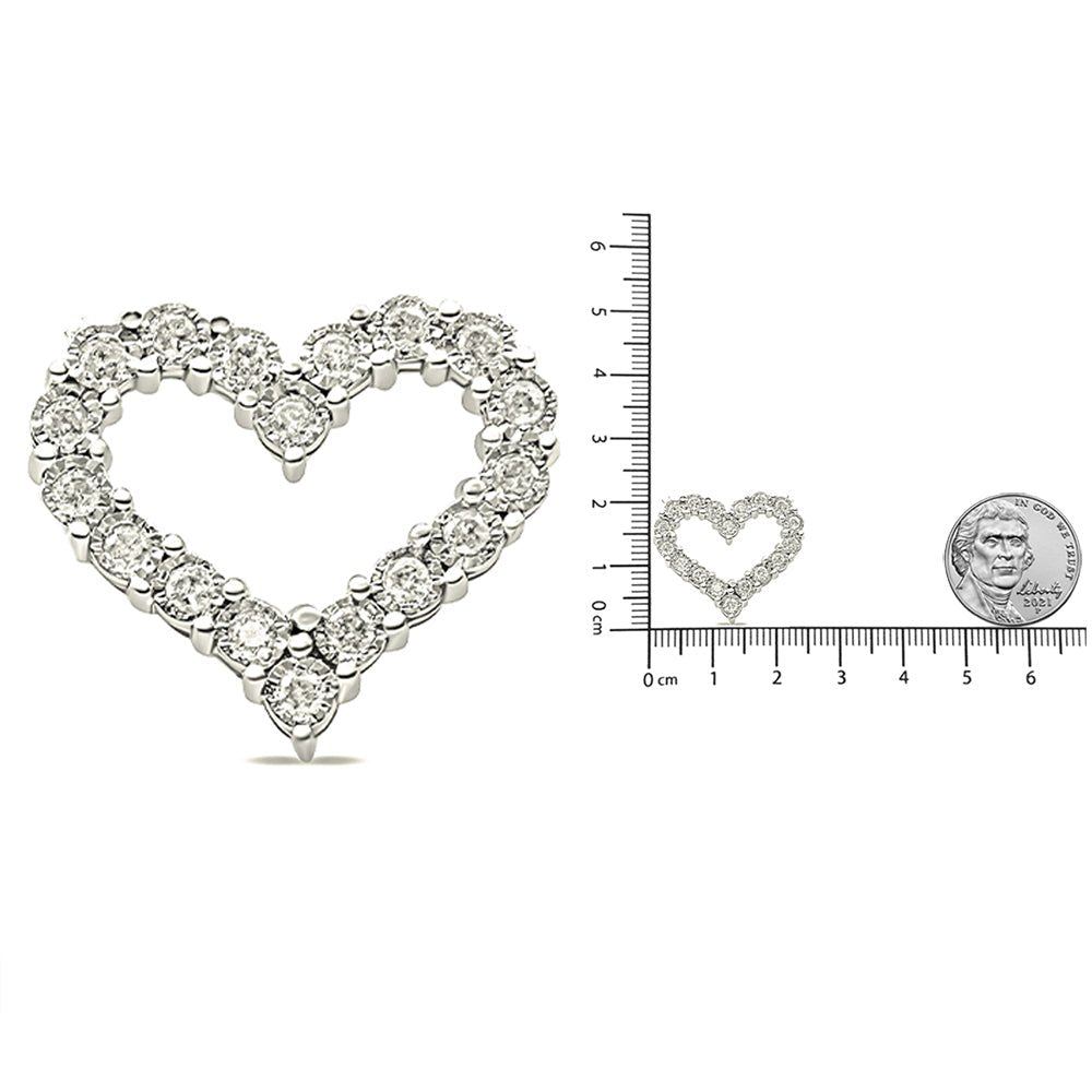 .925 Sterling Silver 1/2 Cttw Diamond Open Heart 18&quot; Pendant Necklace (I-J Color, I2-I3 Clarity) - LinkagejewelrydesignLinkagejewelrydesign