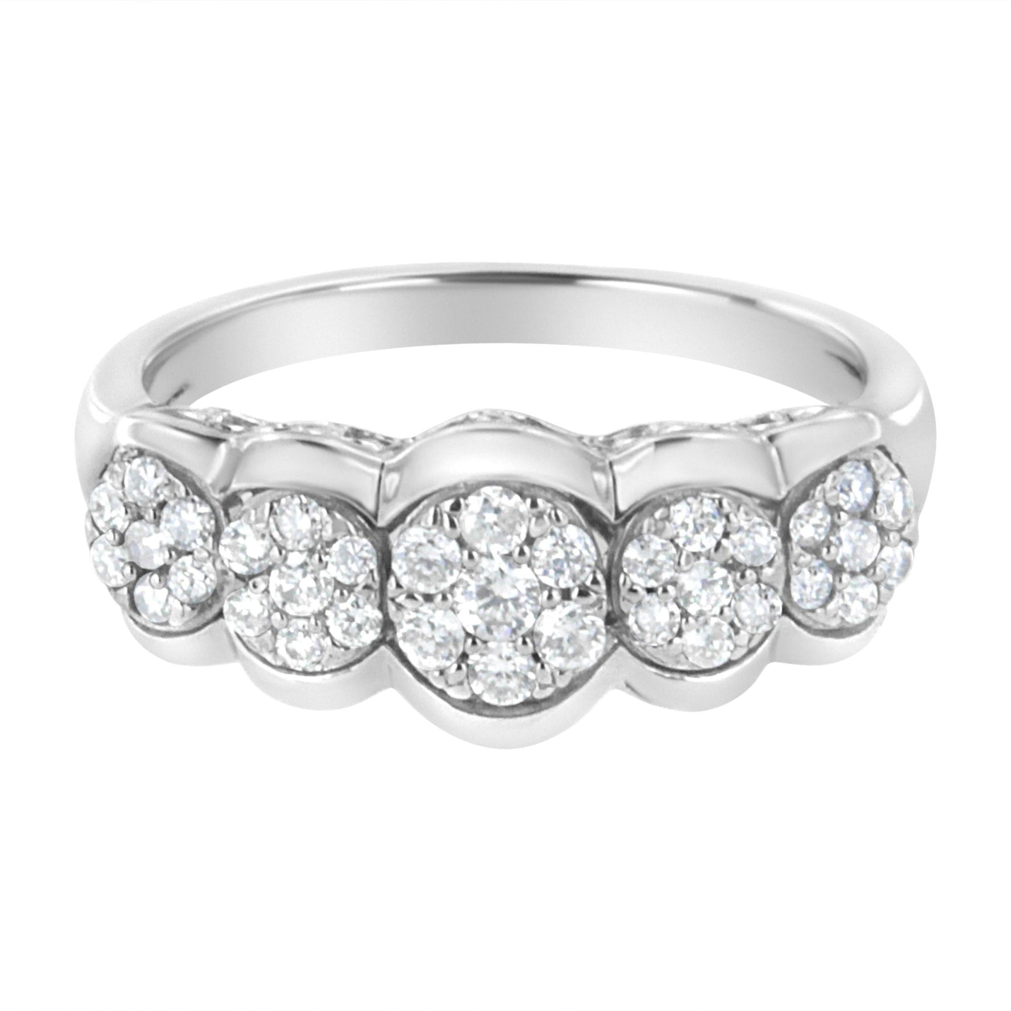 .925 Sterling Silver 1/2 cttw Lab Grown Diamond 5 Flower Ring (F-G Color, VS2-SI1 Clarity) - Size 7 - LinkagejewelrydesignLinkagejewelrydesign