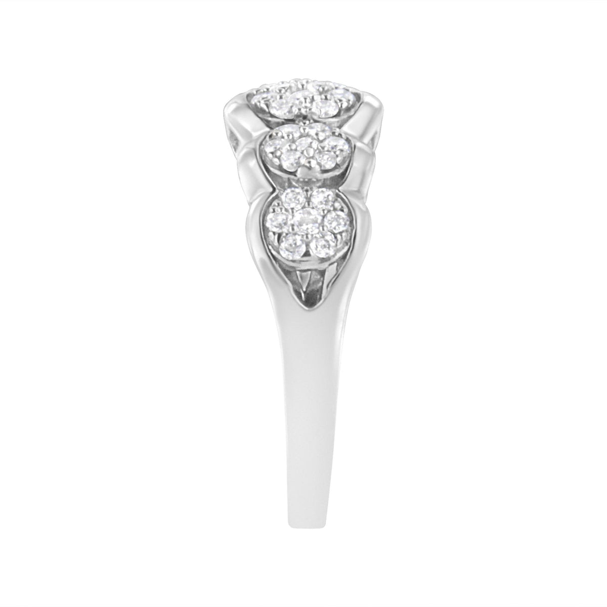 .925 Sterling Silver 1/2 cttw Lab Grown Diamond 5 Flower Ring (F-G Color, VS2-SI1 Clarity) - Size 7 - LinkagejewelrydesignLinkagejewelrydesign