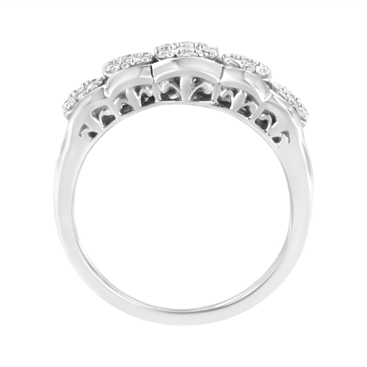 .925 Sterling Silver 1/2 cttw Lab Grown Diamond 5 Flower Ring (F-G Color, VS2-SI1 Clarity) - Size 7 - LinkagejewelrydesignLinkagejewelrydesign
