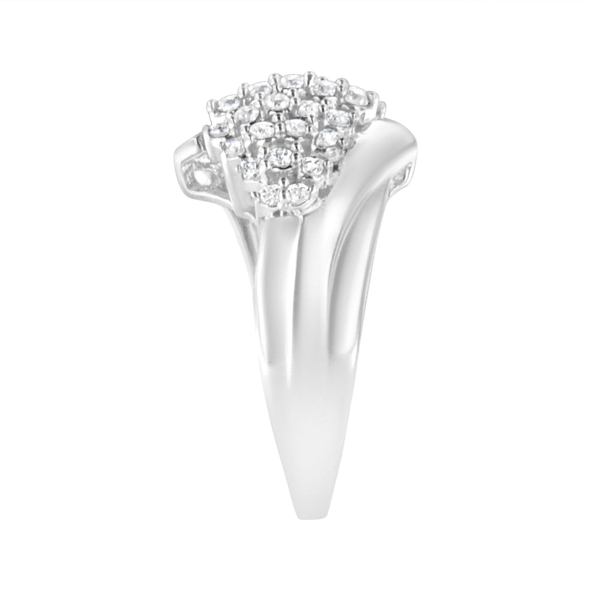 .925 Sterling Silver 1/2 cttw Lab Grown Diamond Cluster Ring (F-G Color, VS2-SI1 Clarity) - Size 7 - LinkagejewelrydesignLinkagejewelrydesign