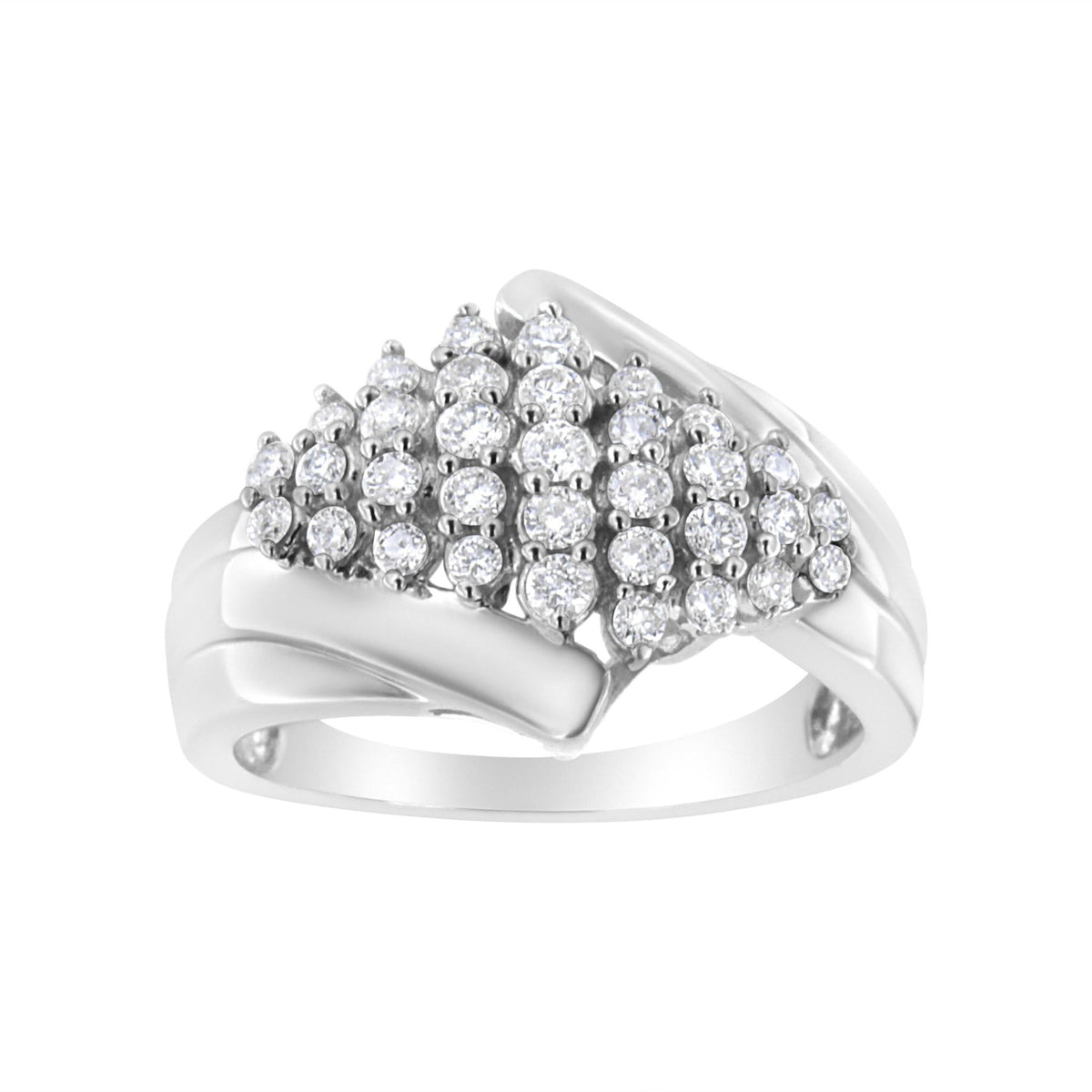 .925 Sterling Silver 1/2 cttw Lab Grown Diamond Cluster Ring (F-G Color, VS2-SI1 Clarity) - Size 7 - LinkagejewelrydesignLinkagejewelrydesign