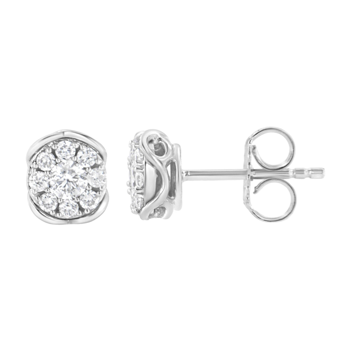 .925 Sterling Silver 1/2 cttw Lab Grown Diamond Composite Earring (F-G Color, VS2-SI1 Clarity) - LinkagejewelrydesignLinkagejewelrydesign