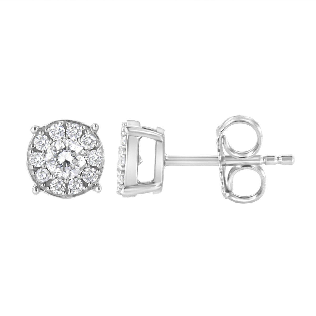 .925 Sterling Silver 1/2 cttw Lab Grown Diamond Floral Cluster Earring (F-G Color, VS2-SI1 Clarity) - LinkagejewelrydesignLinkagejewelrydesign