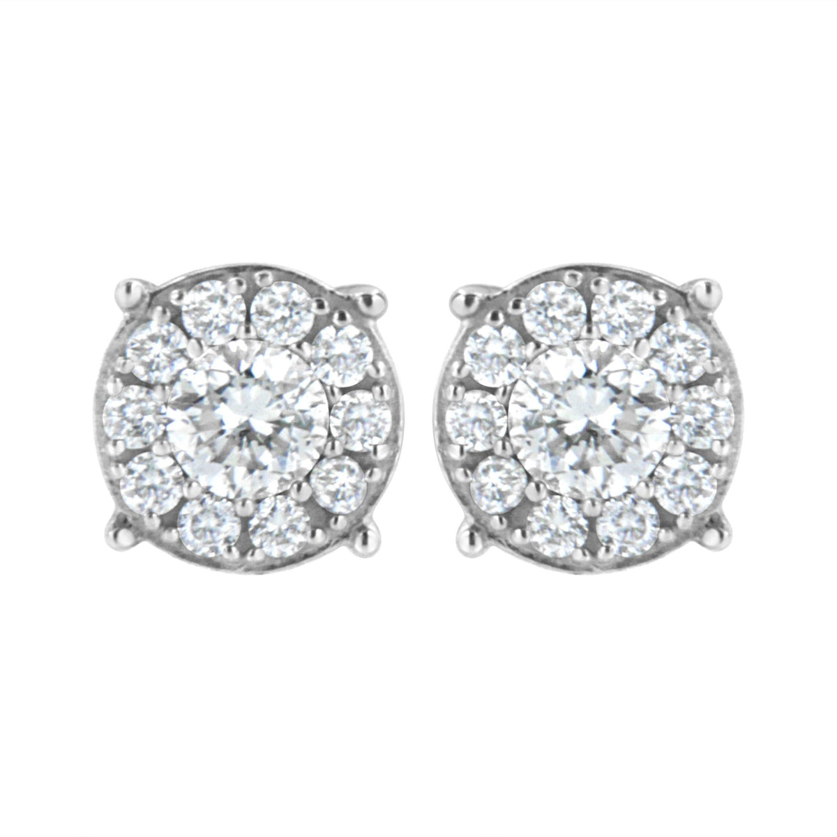 .925 Sterling Silver 1/2 cttw Lab Grown Diamond Floral Cluster Earring (F-G Color, VS2-SI1 Clarity) - LinkagejewelrydesignLinkagejewelrydesign