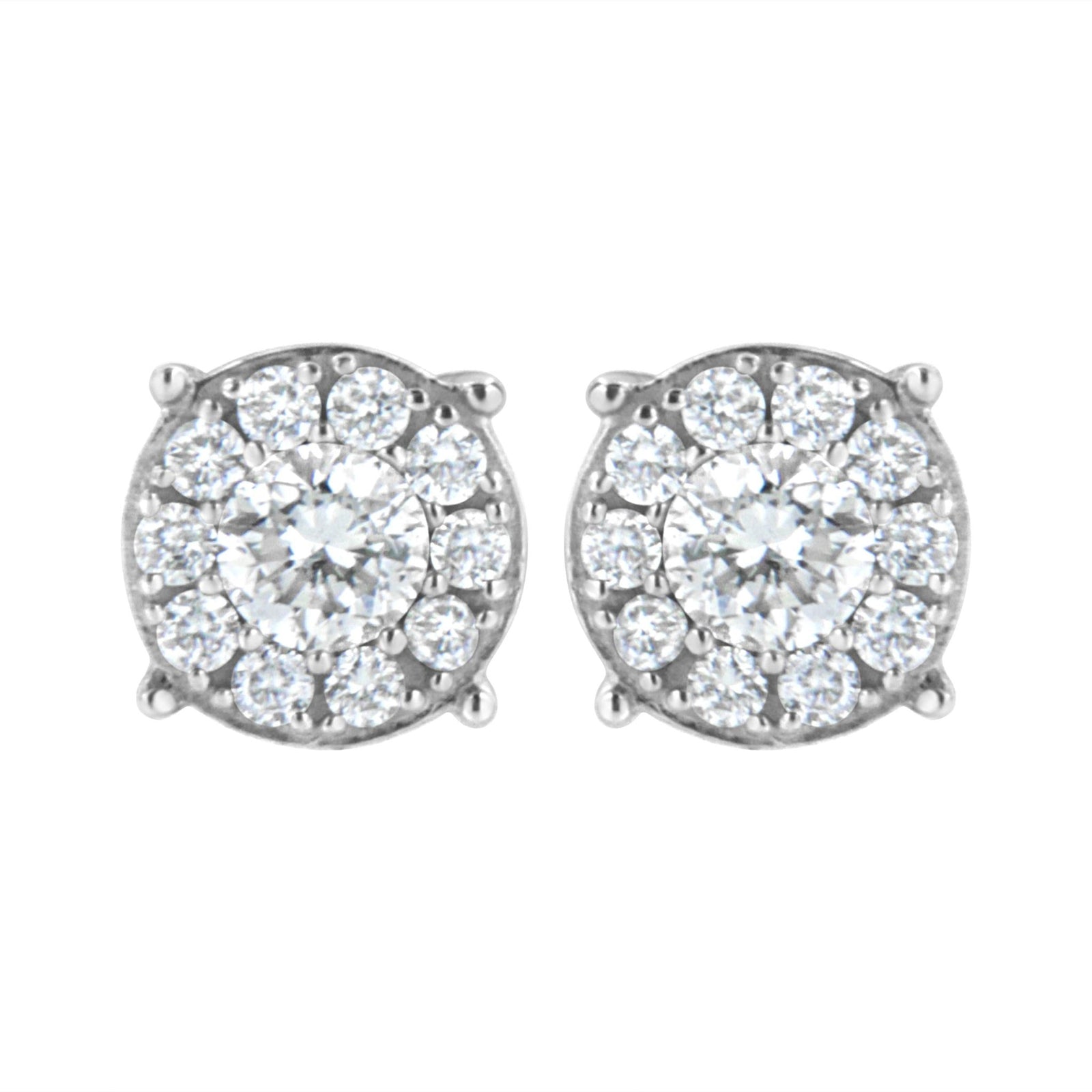 .925 Sterling Silver 1/2 cttw Lab Grown Diamond Floral Cluster Earring (F-G Color, VS2-SI1 Clarity) - LinkagejewelrydesignLinkagejewelrydesign