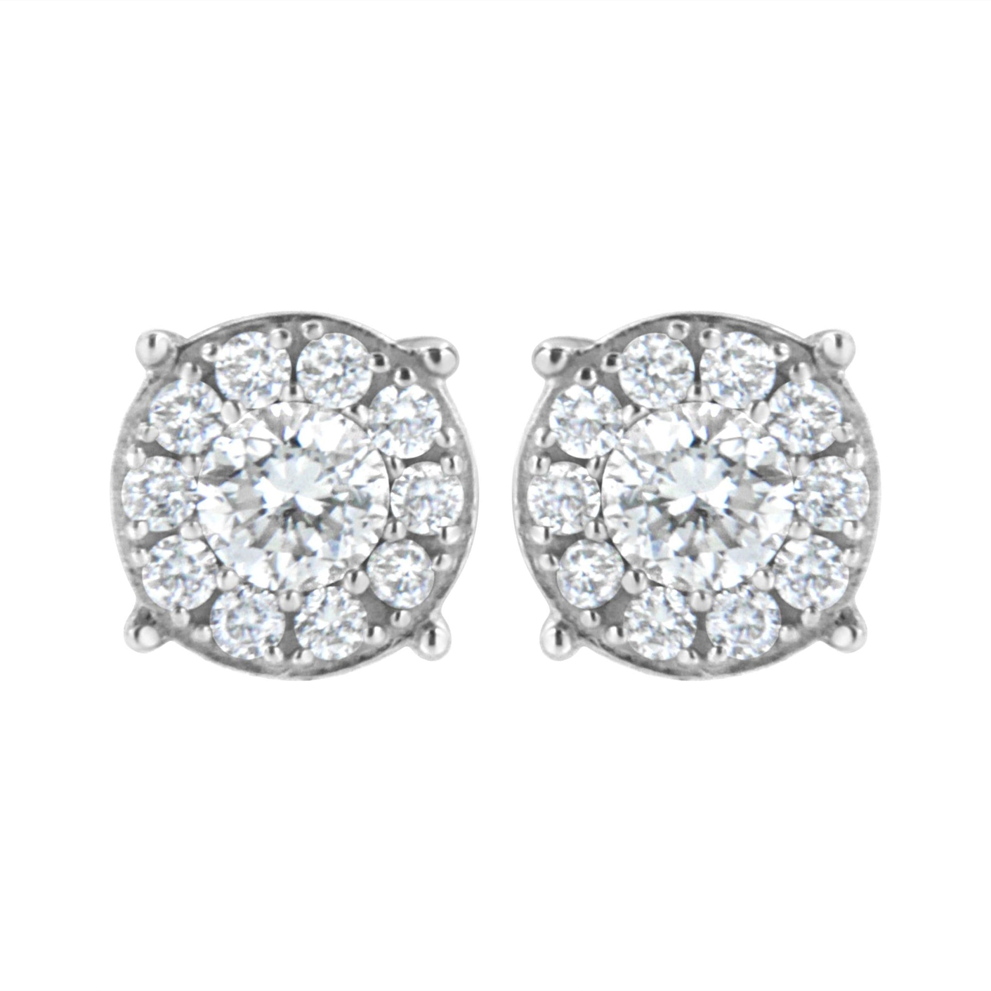 .925 Sterling Silver 1/2 cttw Lab Grown Diamond Floral Cluster Earring (F-G Color, VS2-SI1 Clarity) - LinkagejewelrydesignLinkagejewelrydesign