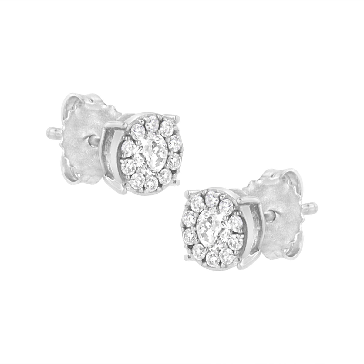 .925 Sterling Silver 1/2 cttw Lab Grown Diamond Floral Cluster Earring (F-G Color, VS2-SI1 Clarity) - LinkagejewelrydesignLinkagejewelrydesign