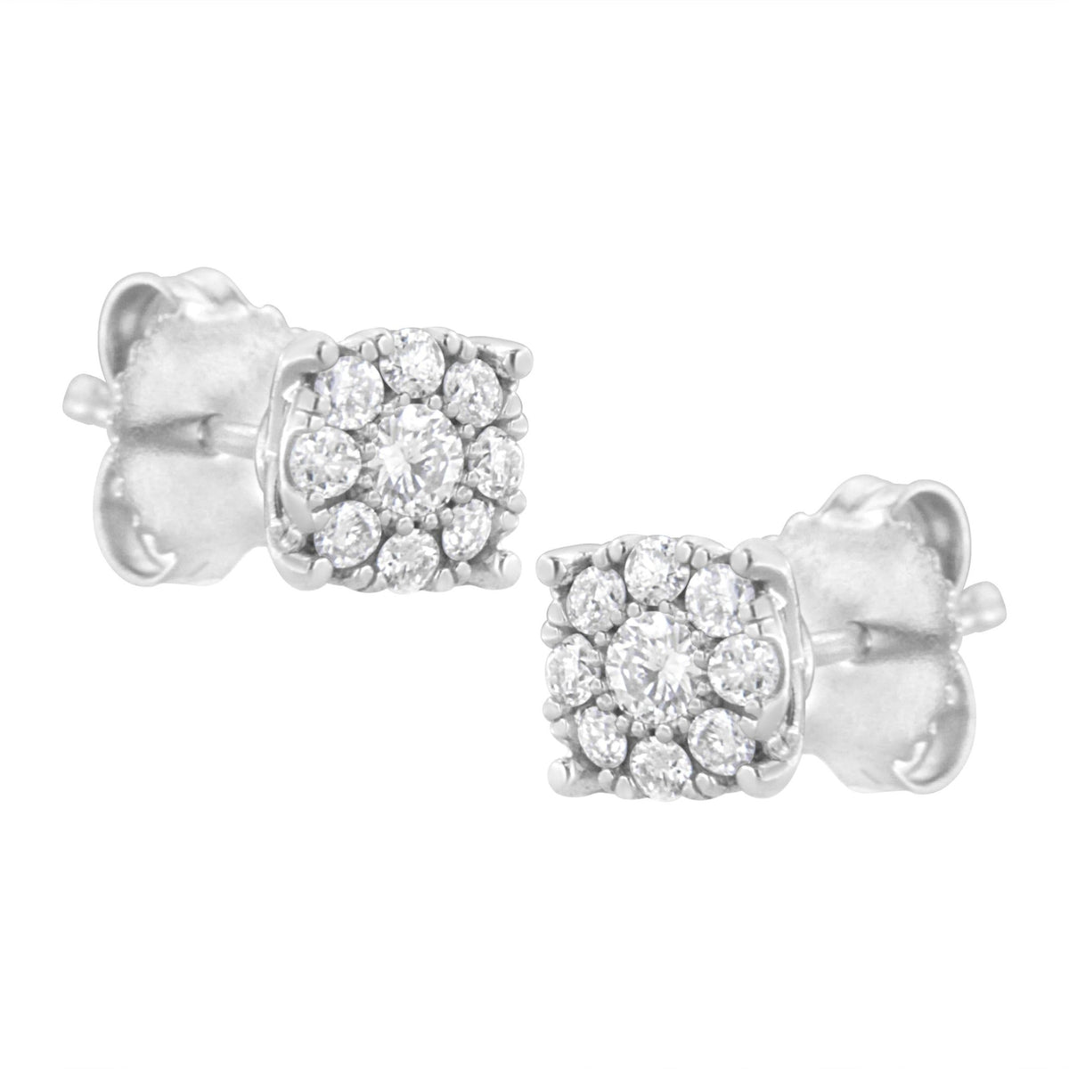 .925 Sterling Silver 1/2 cttw Lab Grown Diamond Floral Cluster Stud Earring (F-G Color, VS2-SI1 Clarity) - LinkagejewelrydesignLinkagejewelrydesign