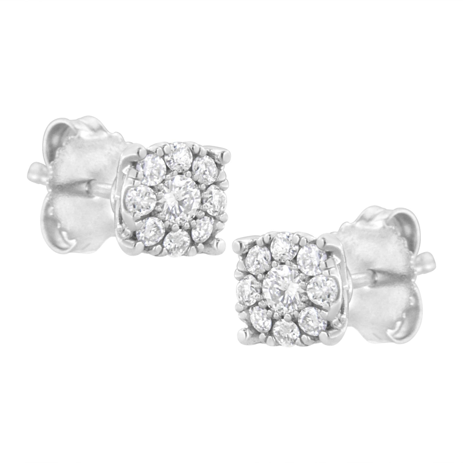 .925 Sterling Silver 1/2 cttw Lab Grown Diamond Floral Cluster Stud Earring (F-G Color, VS2-SI1 Clarity) - LinkagejewelrydesignLinkagejewelrydesign