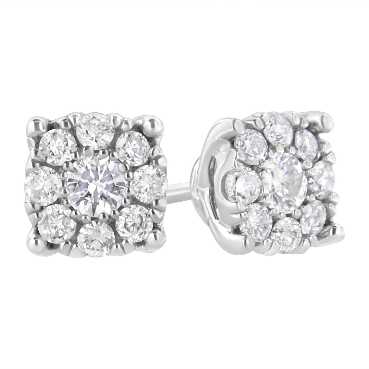 .925 Sterling Silver 1/2 cttw Lab Grown Diamond Floral Cluster Stud Earring (F-G Color, VS2-SI1 Clarity) - LinkagejewelrydesignLinkagejewelrydesign