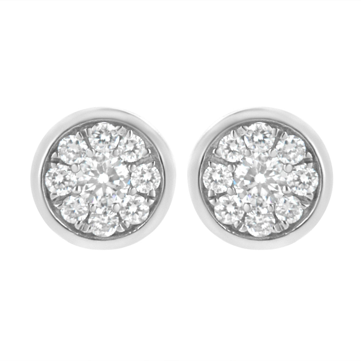 .925 Sterling Silver 1/2 cttw Lab Grown Diamond Flower Stud Earring (F-G Color, VS2-SI1 Clarity) - LinkagejewelrydesignLinkagejewelrydesign