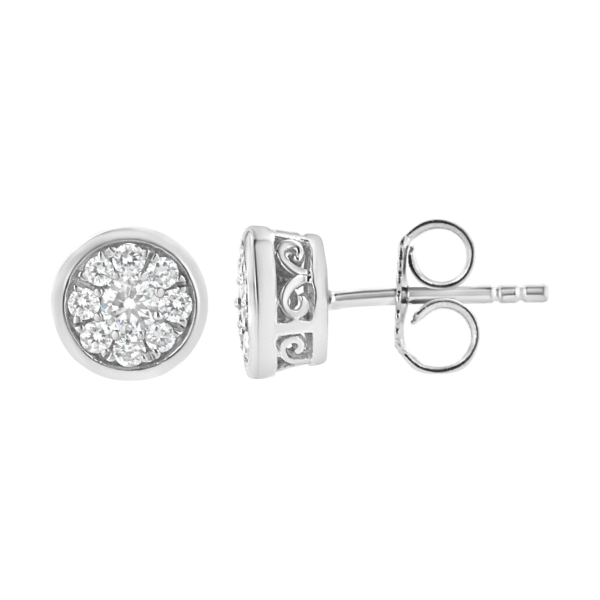 .925 Sterling Silver 1/2 cttw Lab Grown Diamond Flower Stud Earring (F-G Color, VS2-SI1 Clarity) - LinkagejewelrydesignLinkagejewelrydesign