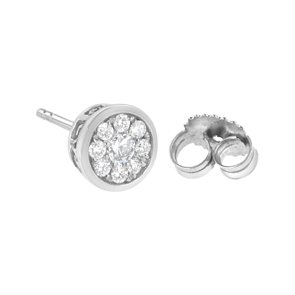 .925 Sterling Silver 1/2 cttw Lab Grown Diamond Flower Stud Earring (F-G Color, VS2-SI1 Clarity) - LinkagejewelrydesignLinkagejewelrydesign