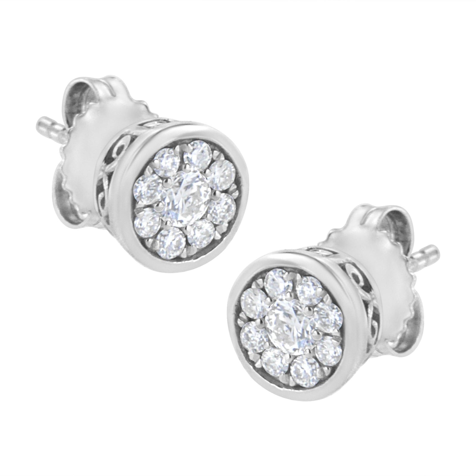 .925 Sterling Silver 1/2 cttw Lab Grown Diamond Flower Stud Earring (F-G Color, VS2-SI1 Clarity) - LinkagejewelrydesignLinkagejewelrydesign