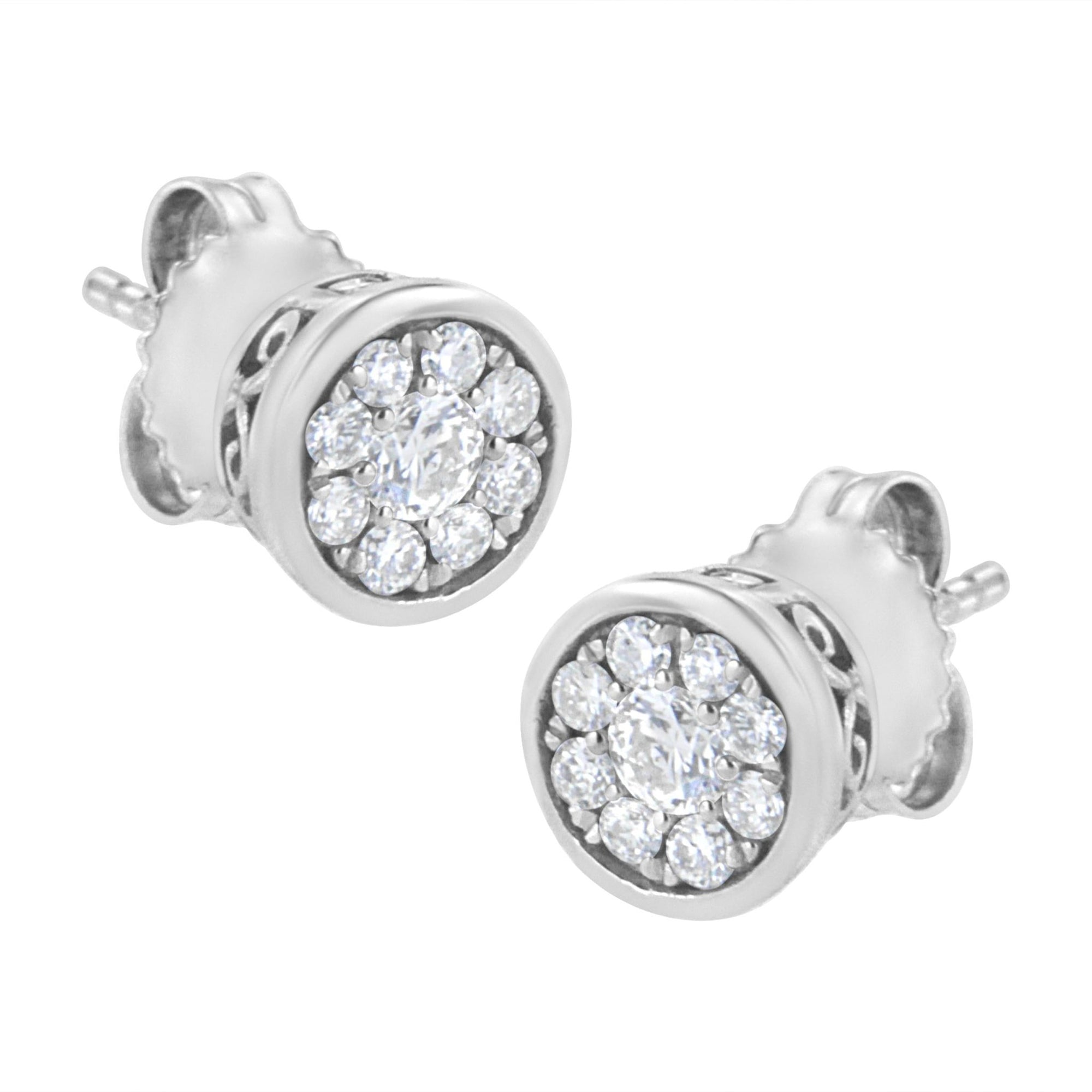 .925 Sterling Silver 1/2 cttw Lab Grown Diamond Flower Stud Earring (F-G Color, VS2-SI1 Clarity) - LinkagejewelrydesignLinkagejewelrydesign