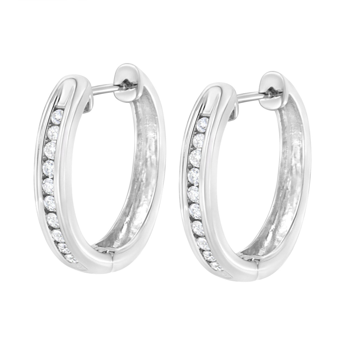 .925 Sterling Silver 1/2 cttw Lab Grown Diamond Hoop Earring (F-G Color, VS2-SI1 Clarity) - LinkagejewelrydesignLinkagejewelrydesign