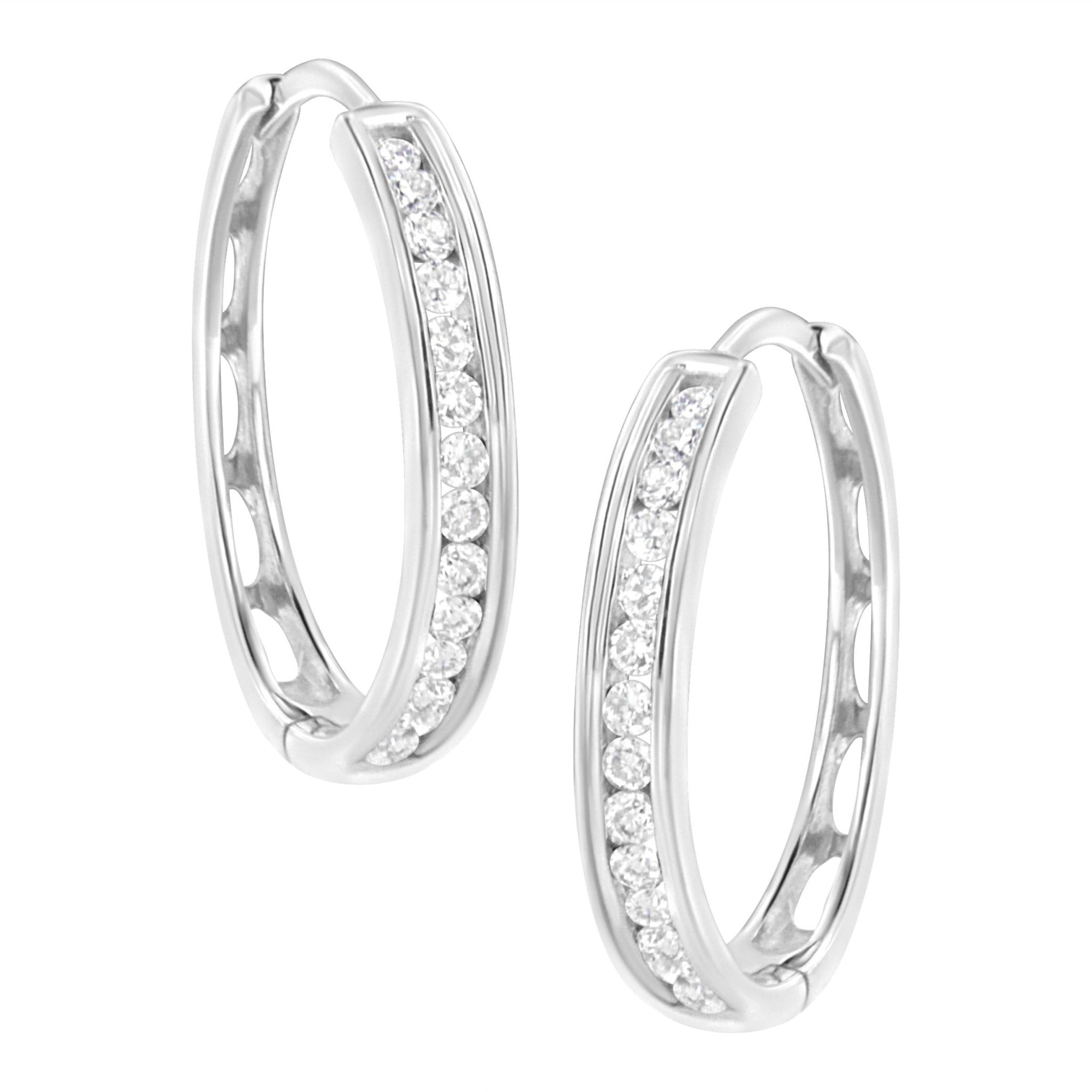 .925 Sterling Silver 1/2 cttw Lab Grown Diamond Hoop Earring (F-G Color, VS2-SI1 Clarity) - LinkagejewelrydesignLinkagejewelrydesign