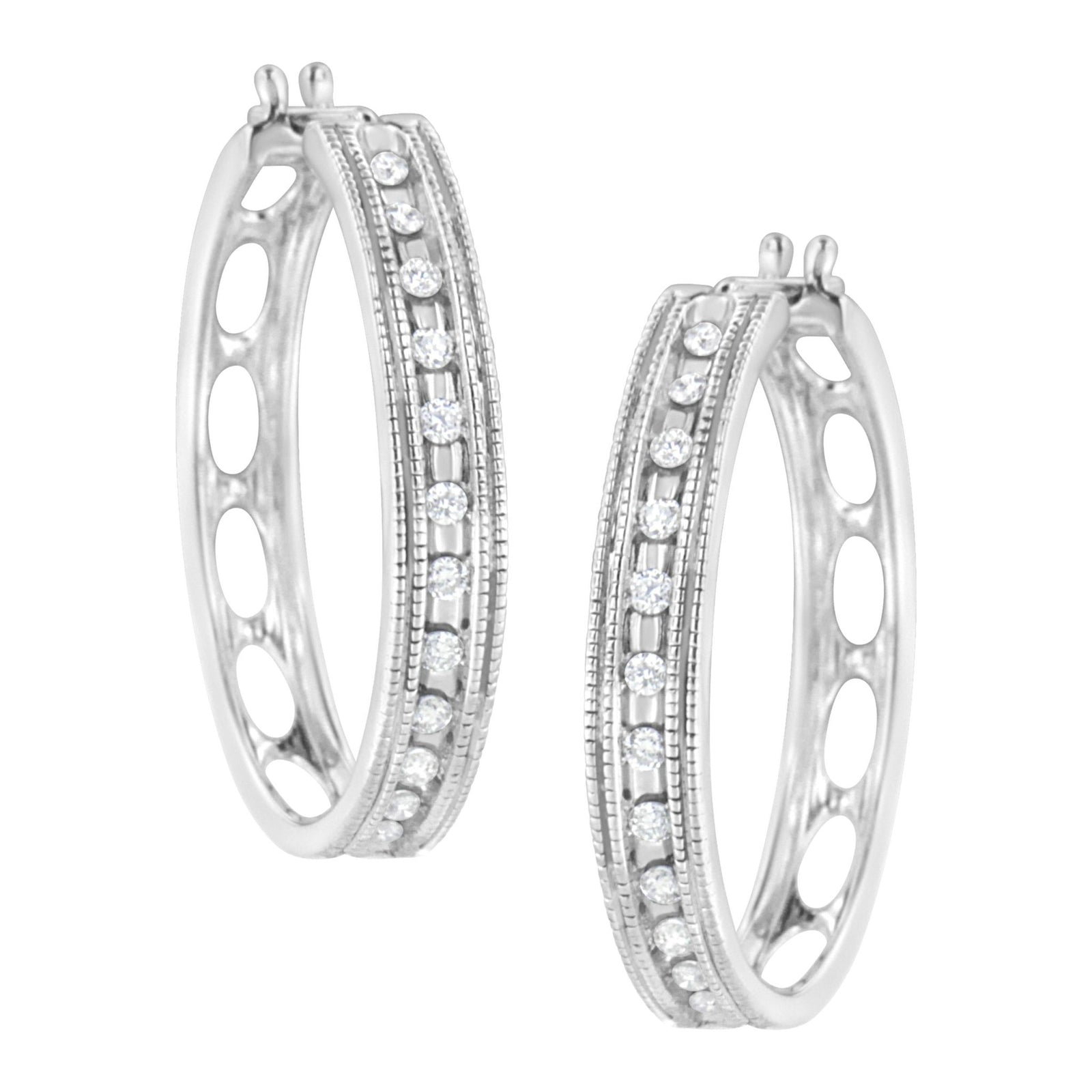 .925 Sterling Silver 1/2 cttw Lab Grown Diamond Hoop Earring (F-G Color, VS2-SI1 Clarity) - LinkagejewelrydesignLinkagejewelrydesign