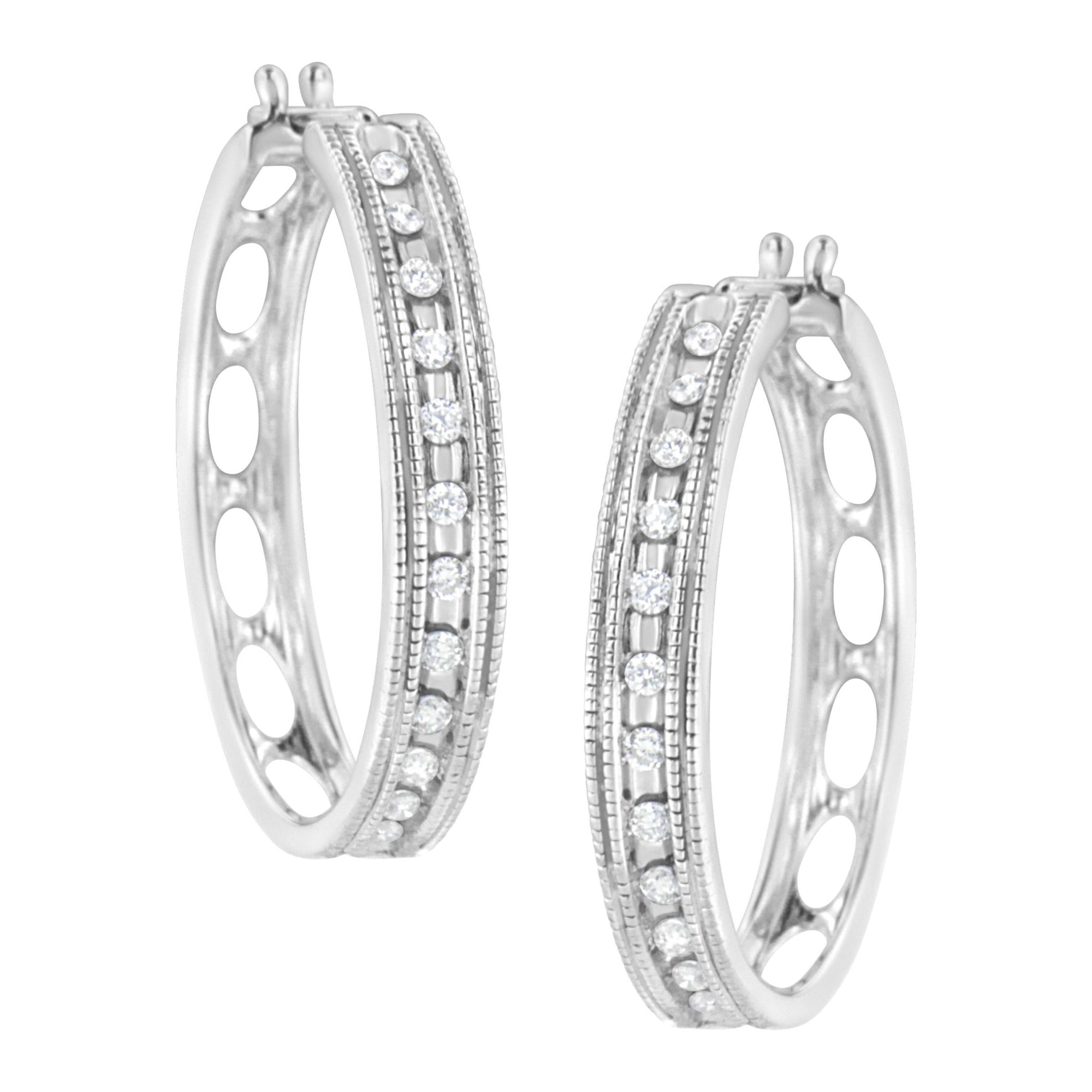 .925 Sterling Silver 1/2 cttw Lab Grown Diamond Hoop Earring (F-G Color, VS2-SI1 Clarity) - LinkagejewelrydesignLinkagejewelrydesign