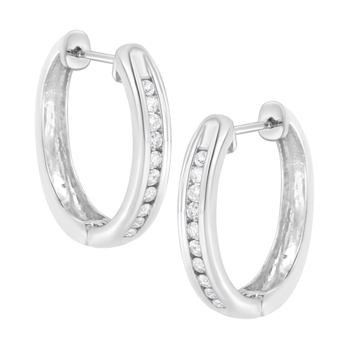 .925 Sterling Silver 1/2 cttw Lab Grown Diamond Hoop Earring (F-G Color, VS2-SI1 Clarity) - LinkagejewelrydesignLinkagejewelrydesign