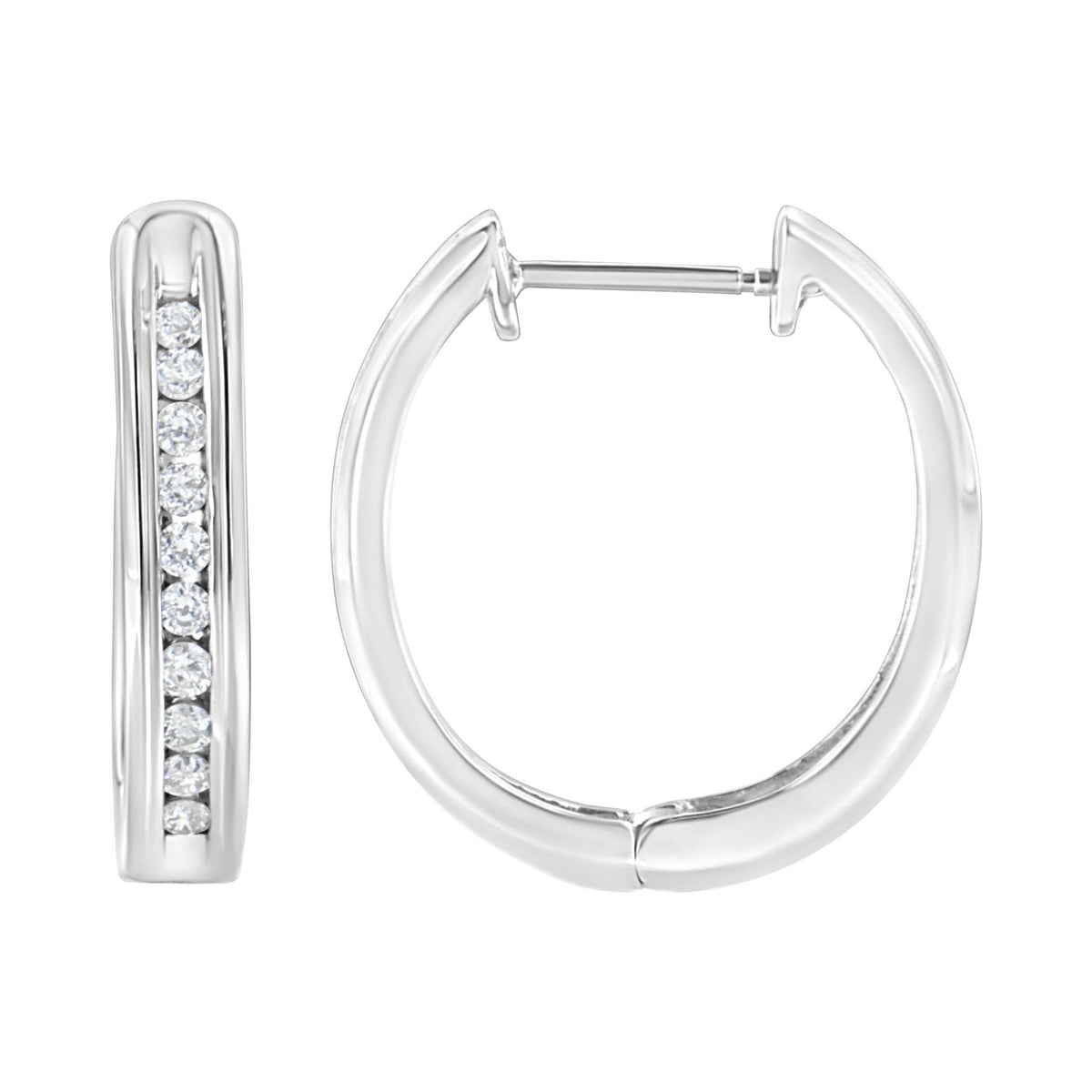 .925 Sterling Silver 1/2 cttw Lab Grown Diamond Hoop Earring (F-G Color, VS2-SI1 Clarity) - LinkagejewelrydesignLinkagejewelrydesign
