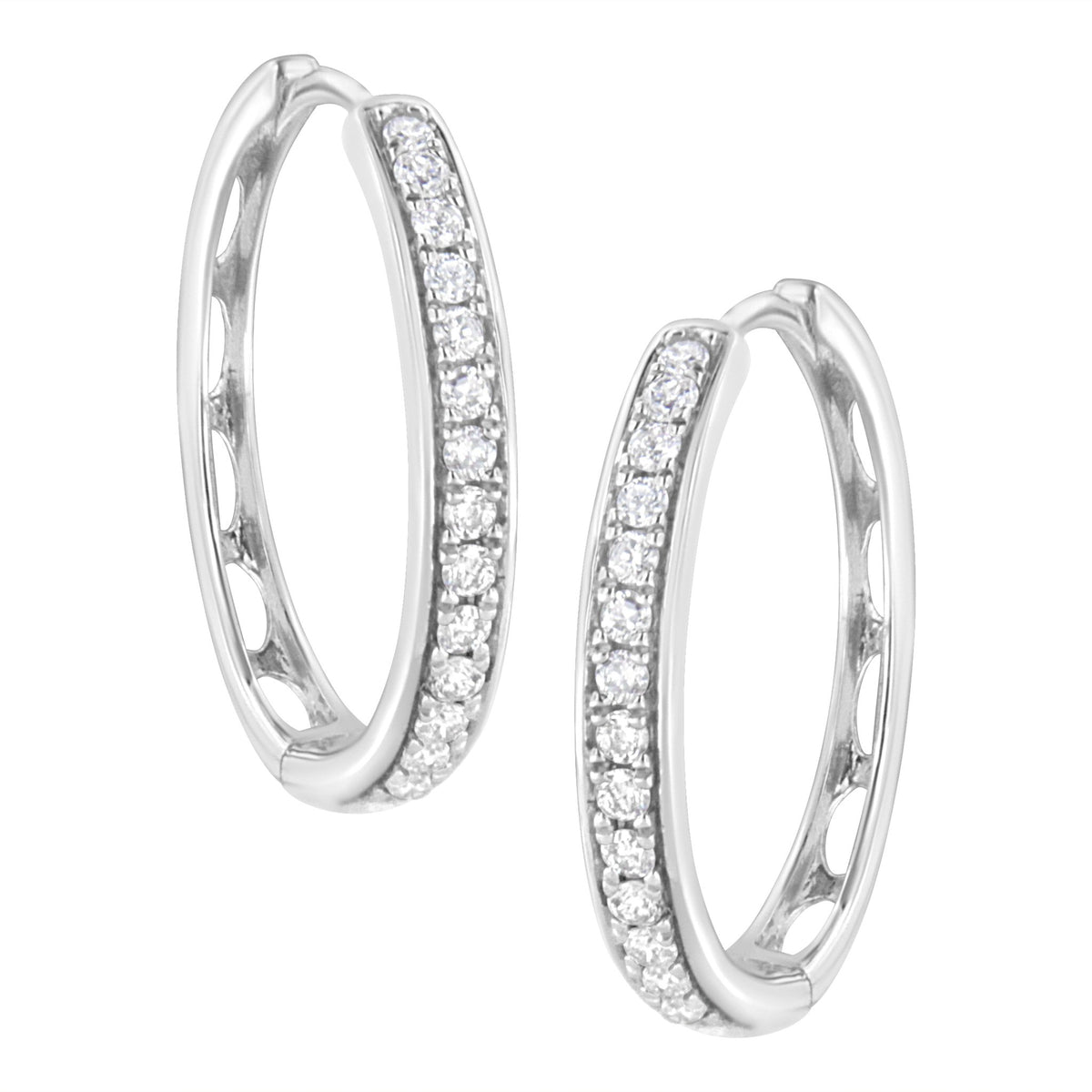 .925 Sterling Silver 1/2 cttw Lab Grown Diamond Hoop Earring (F-G Color, VS2-SI1 Clarity) - LinkagejewelrydesignLinkagejewelrydesign