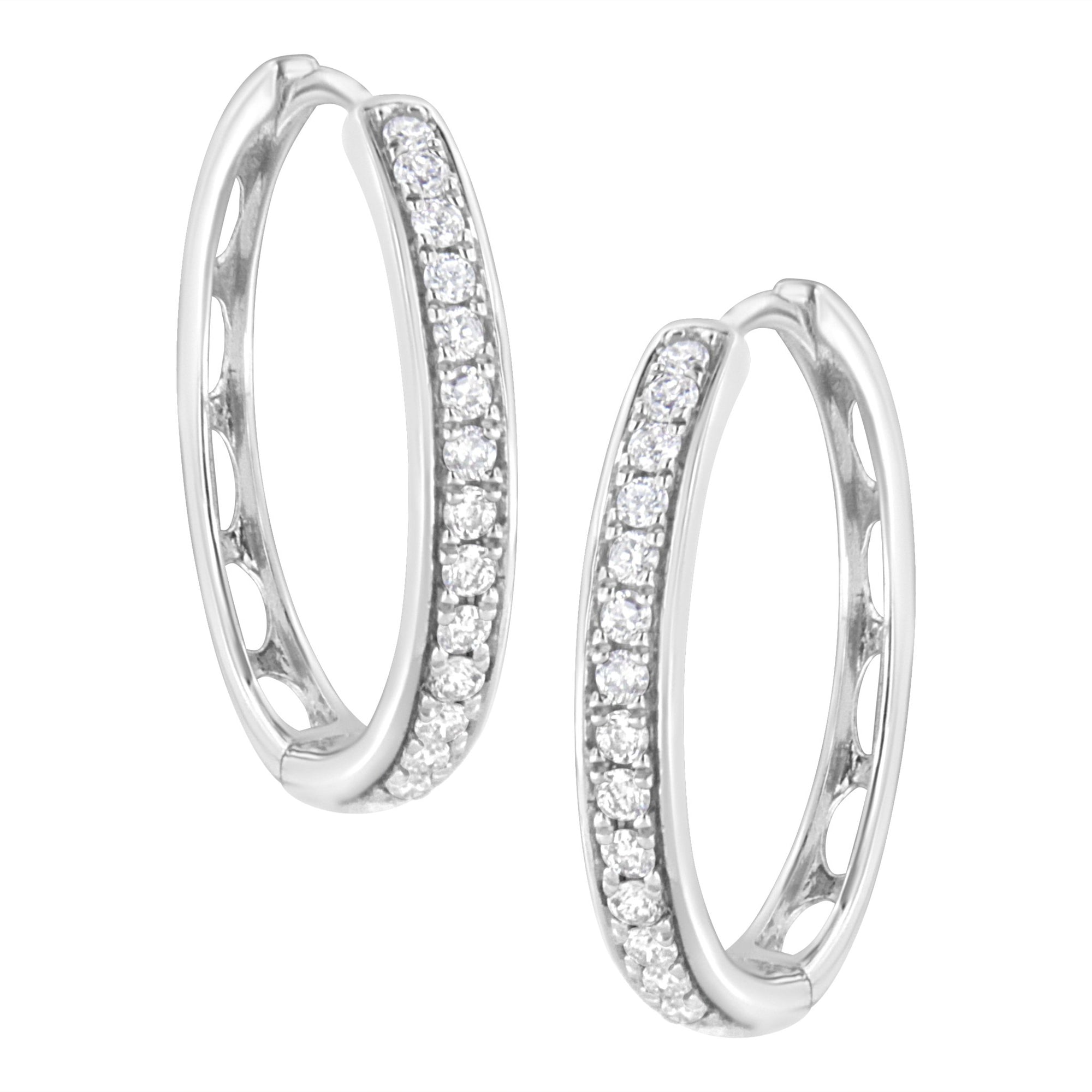 .925 Sterling Silver 1/2 cttw Lab Grown Diamond Hoop Earring (F-G Color, VS2-SI1 Clarity) - LinkagejewelrydesignLinkagejewelrydesign