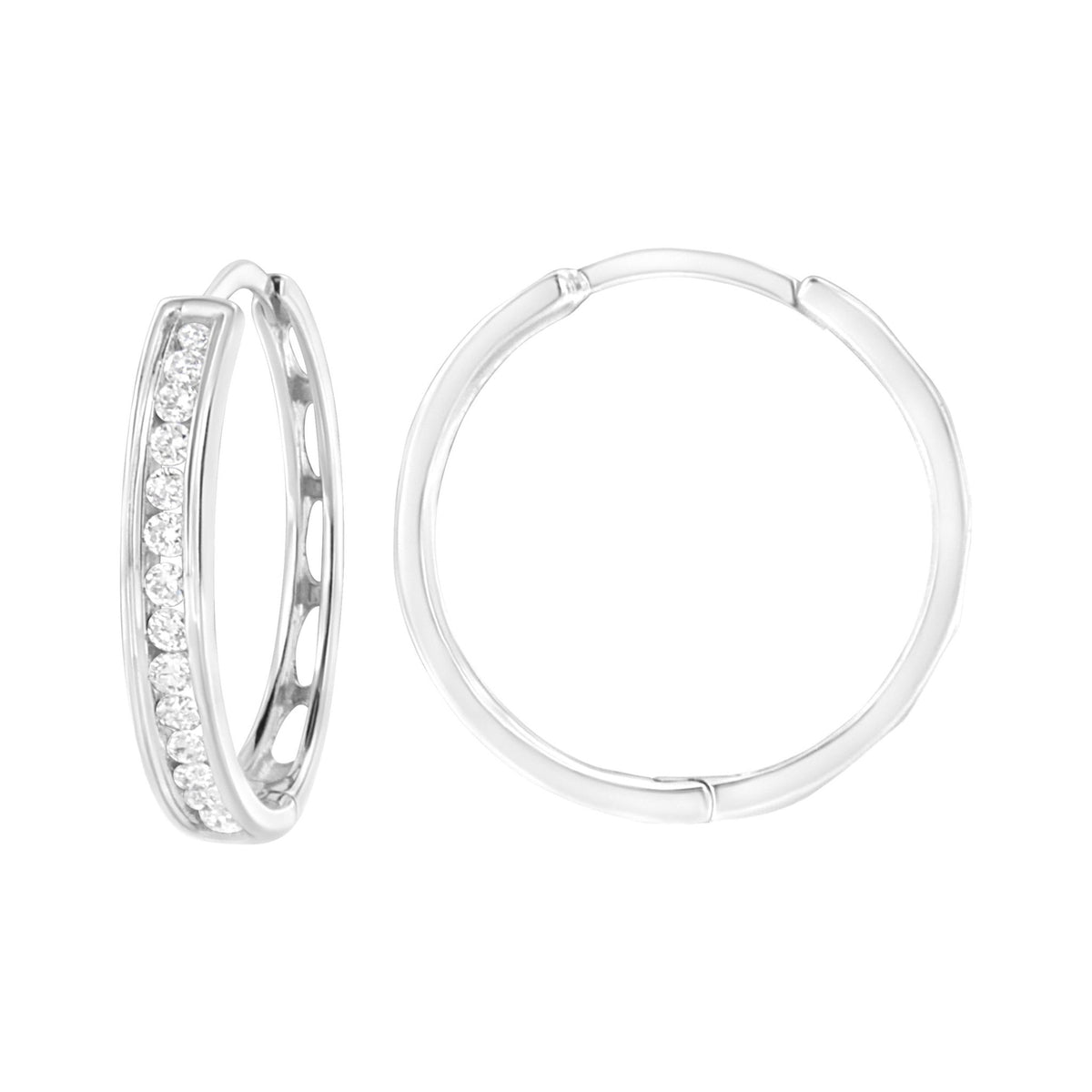 .925 Sterling Silver 1/2 cttw Lab Grown Diamond Hoop Earring (F-G Color, VS2-SI1 Clarity) - LinkagejewelrydesignLinkagejewelrydesign