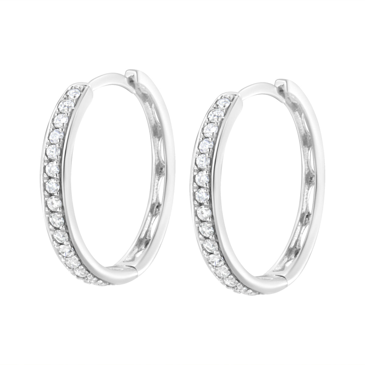 .925 Sterling Silver 1/2 cttw Lab Grown Diamond Hoop Earring (F-G Color, VS2-SI1 Clarity) - LinkagejewelrydesignLinkagejewelrydesign