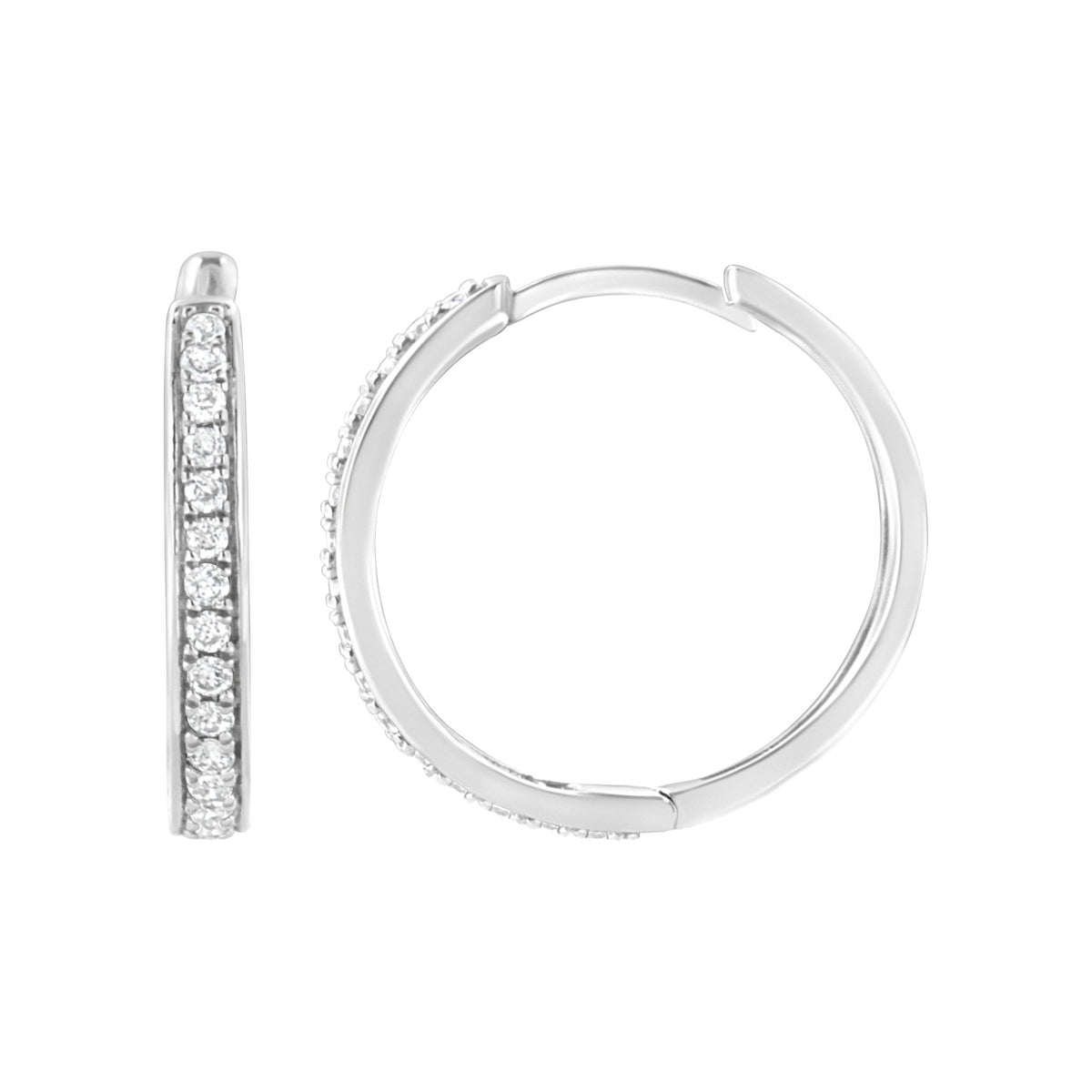 .925 Sterling Silver 1/2 cttw Lab Grown Diamond Hoop Earring (F-G Color, VS2-SI1 Clarity) - LinkagejewelrydesignLinkagejewelrydesign