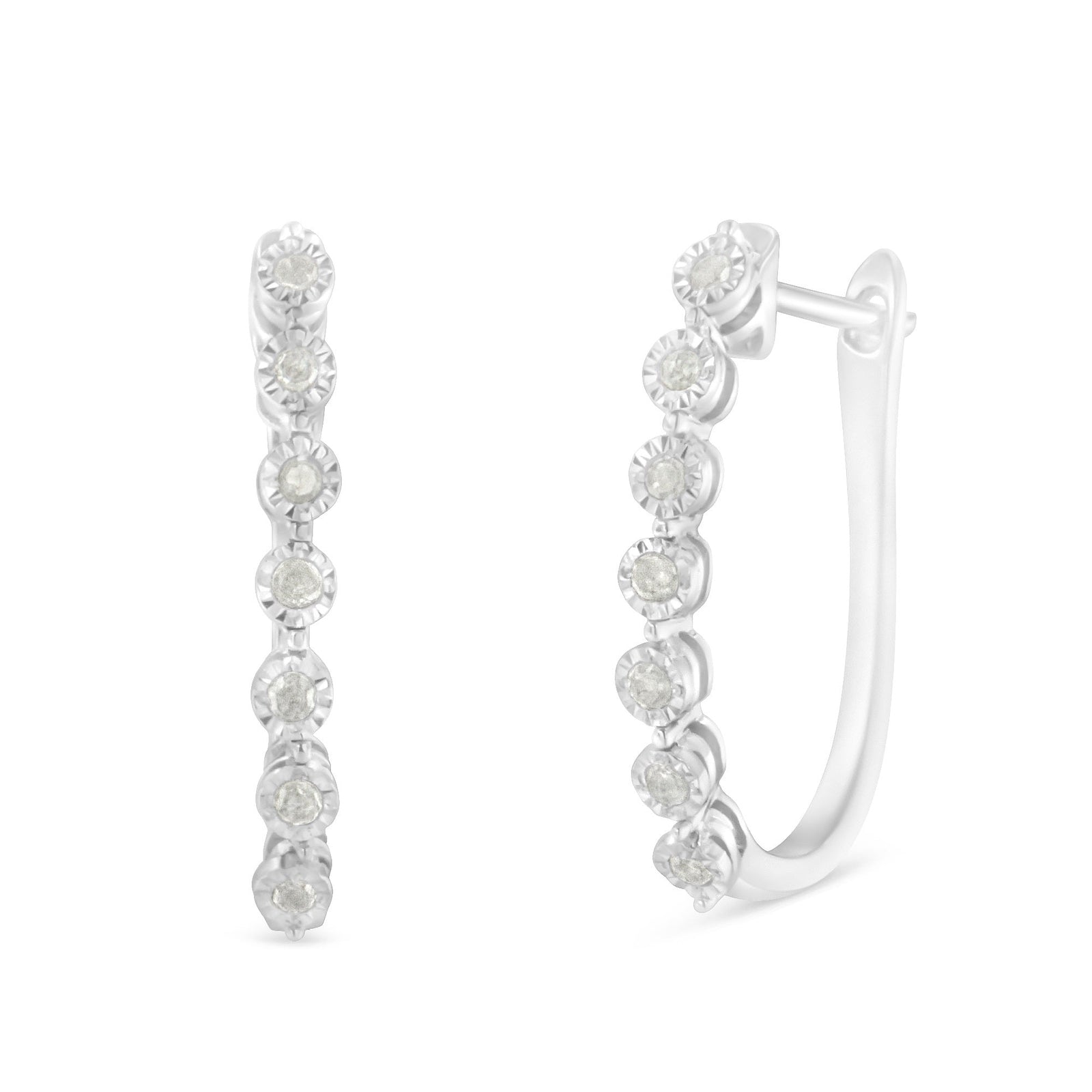 .925 Sterling Silver 1/2 cttw Miracle-Set Diamond 7 Stone Hoop Earrings (I-J Color, I3 Clarity)  - LinkagejewelrydesignLinkagejewelrydesign