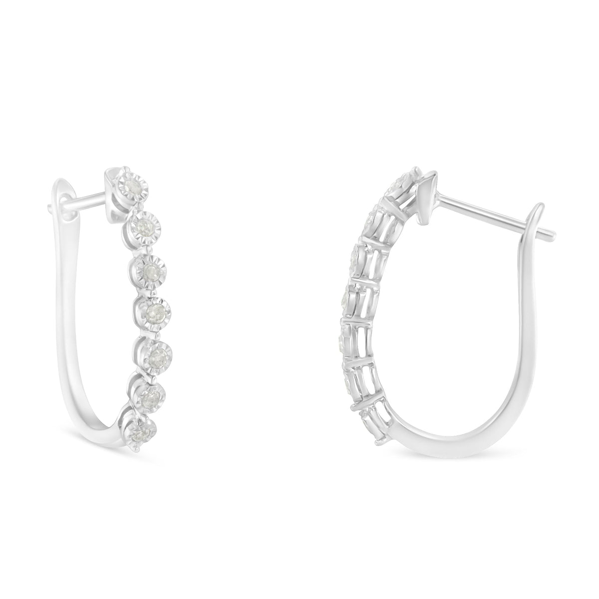 .925 Sterling Silver 1/2 cttw Miracle-Set Diamond 7 Stone Hoop Earrings (I-J Color, I3 Clarity)  - LinkagejewelrydesignLinkagejewelrydesign