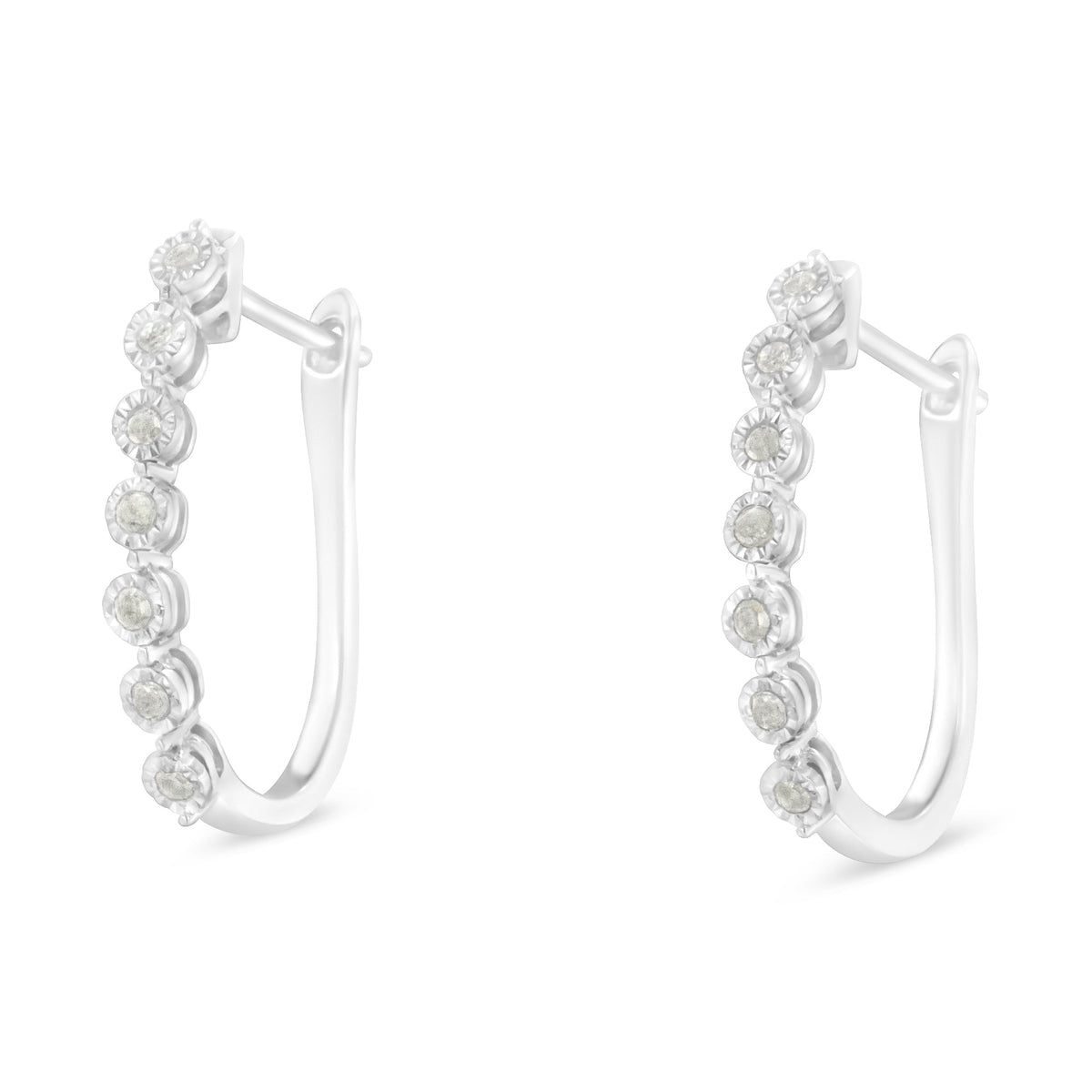 .925 Sterling Silver 1/2 cttw Miracle-Set Diamond 7 Stone Hoop Earrings (I-J Color, I3 Clarity)  - LinkagejewelrydesignLinkagejewelrydesign