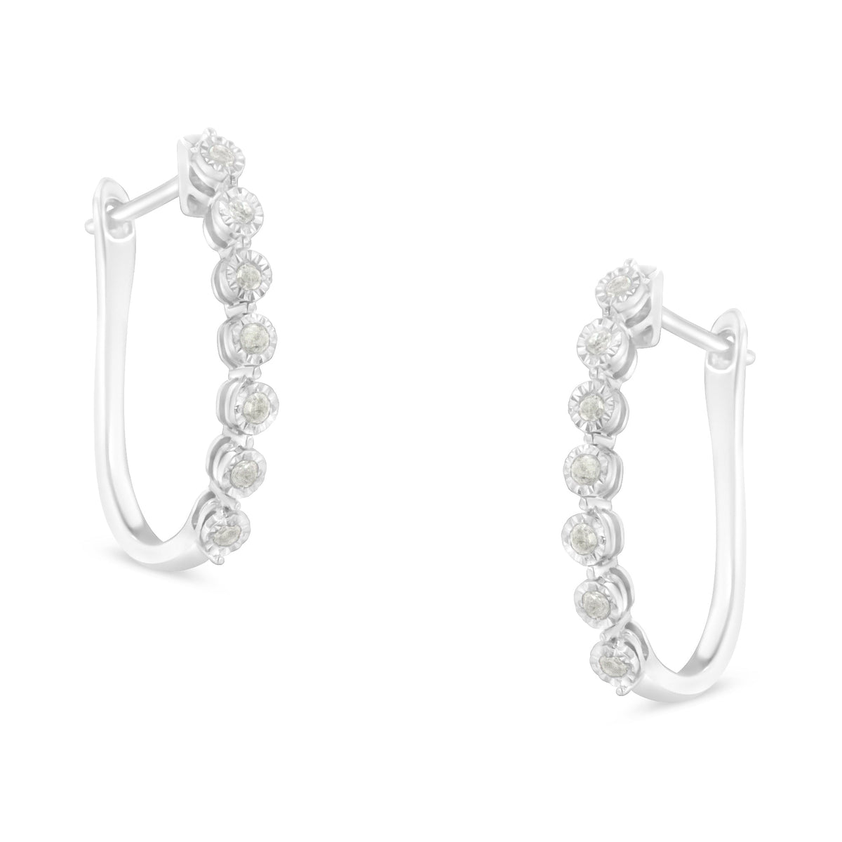 .925 Sterling Silver 1/2 cttw Miracle-Set Diamond 7 Stone Hoop Earrings (I-J Color, I3 Clarity)  - LinkagejewelrydesignLinkagejewelrydesign