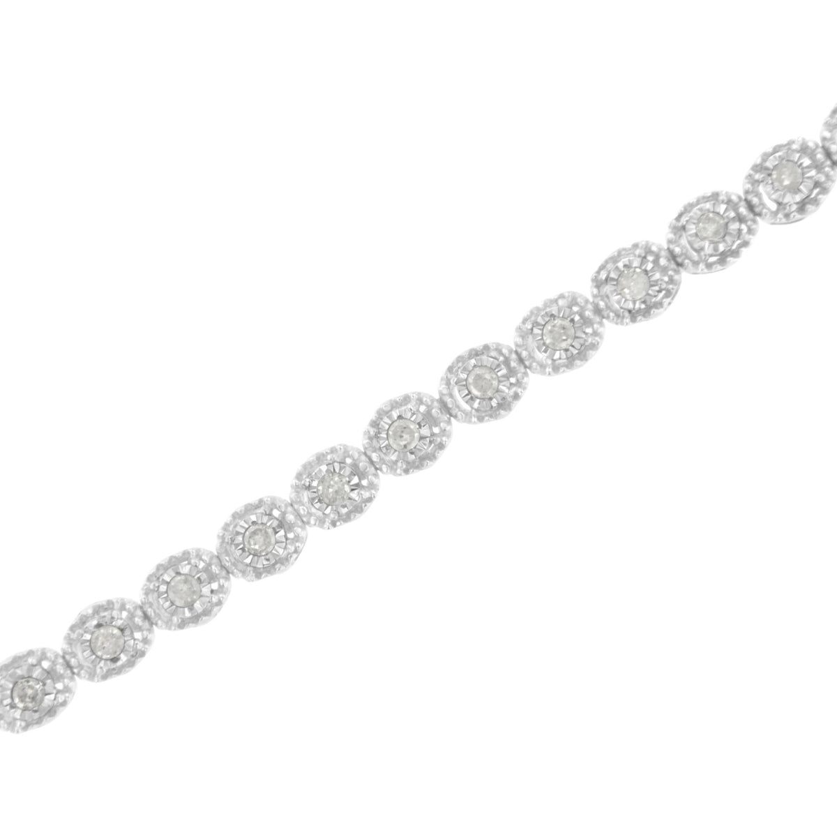 .925 Sterling Silver 1/2 cttw Miracle-Set Diamond Bezel Look Tennis Bracelet (I-J, I3) - 7.25 - LinkagejewelrydesignLinkagejewelrydesign