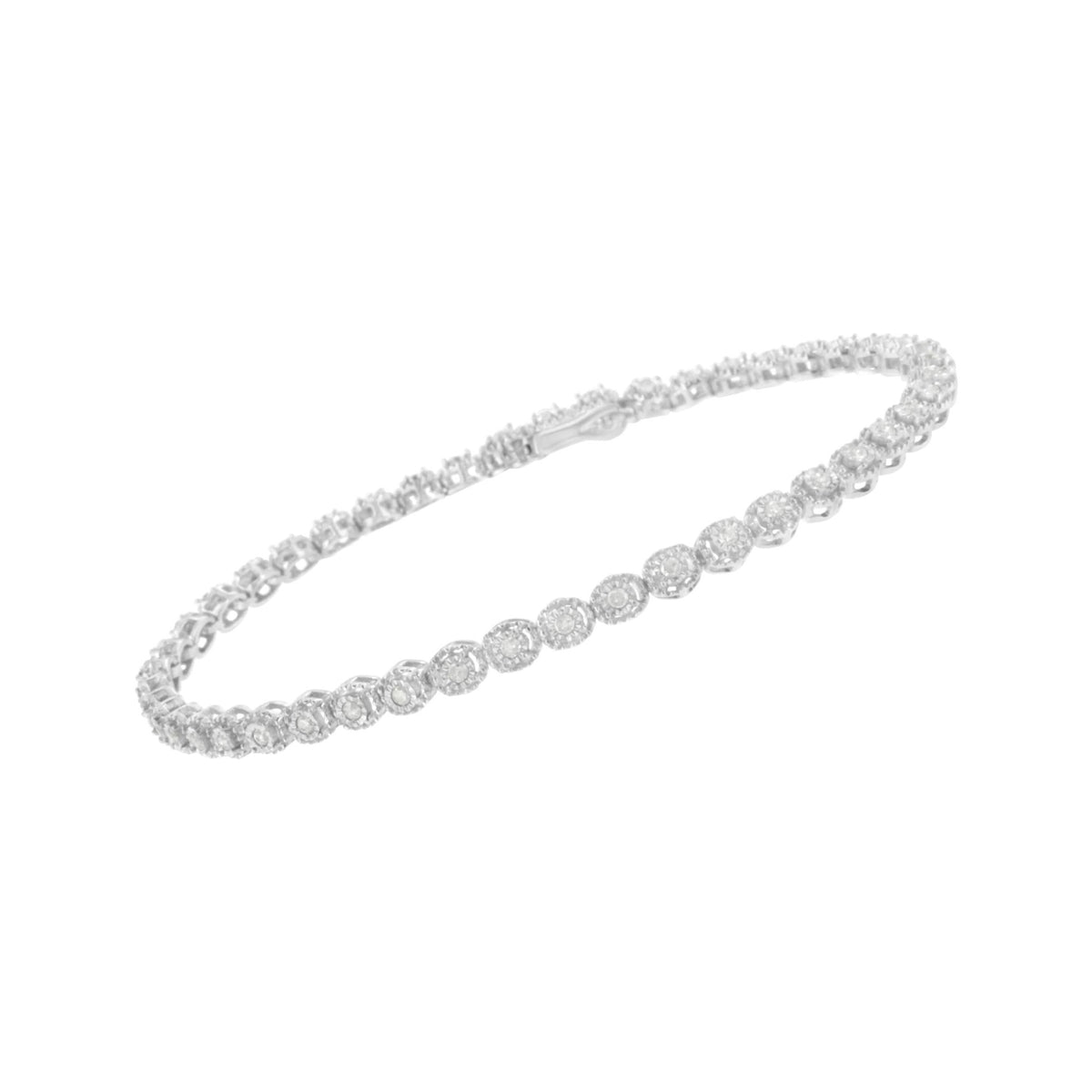 .925 Sterling Silver 1/2 cttw Miracle-Set Diamond Bezel Look Tennis Bracelet (I-J, I3) - 7.25 - LinkagejewelrydesignLinkagejewelrydesign