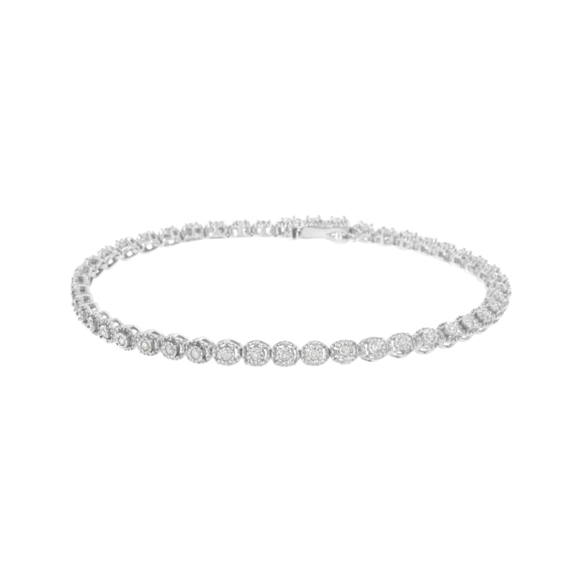 .925 Sterling Silver 1/2 cttw Miracle-Set Diamond Bezel Look Tennis Bracelet (I-J, I3) - 7.25 - LinkagejewelrydesignLinkagejewelrydesign