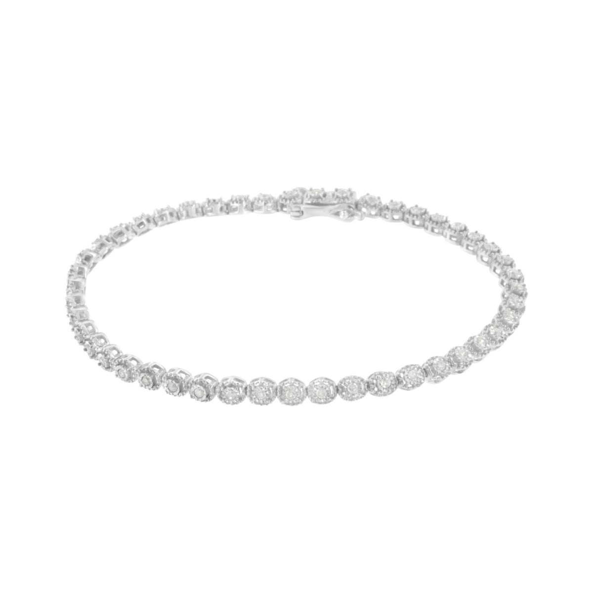 .925 Sterling Silver 1/2 cttw Miracle-Set Diamond Bezel Look Tennis Bracelet (I-J, I3) - 7.25 - LinkagejewelrydesignLinkagejewelrydesign