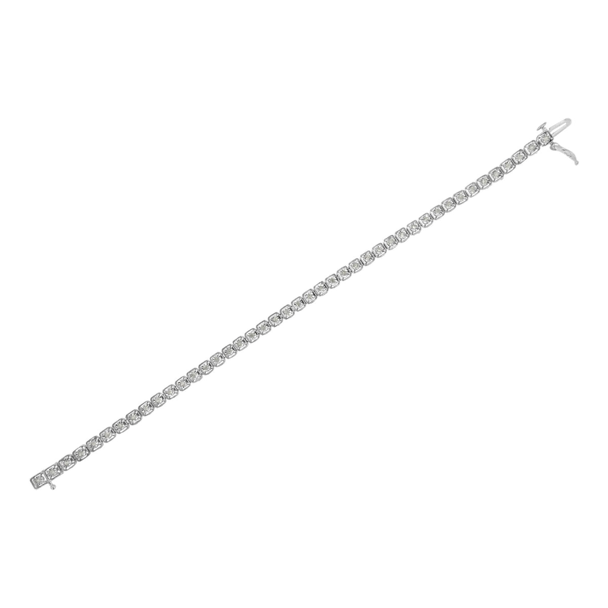 .925 Sterling Silver 1/2 cttw Miracle Set Diamond Box Link Tennis Bracelet (I-J Color, I3 Promo Clarity) - Size 7.25" - LinkagejewelrydesignLinkagejewelrydesign