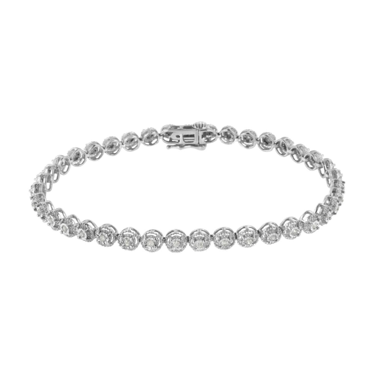 .925 Sterling Silver 1/2 cttw Miracle Set Diamond Milgrain Style Link Bracelet (I-J, I3-Promo) - Size 7.25&quot; - LinkagejewelrydesignLinkagejewelrydesign