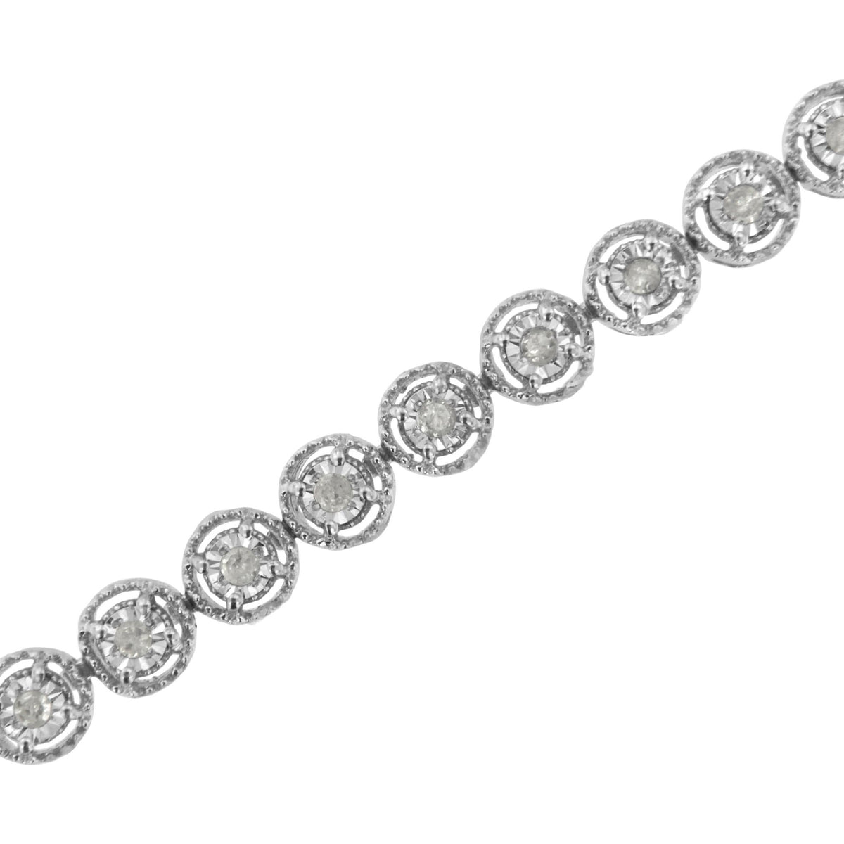 .925 Sterling Silver 1/2 cttw Miracle Set Diamond Milgrain Style Link Bracelet (I-J, I3-Promo) - Size 7.25&quot; - LinkagejewelrydesignLinkagejewelrydesign