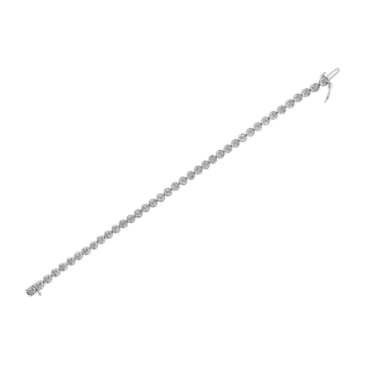 .925 Sterling Silver 1/2 cttw Miracle Set Diamond Milgrain Style Link Bracelet (I-J, I3-Promo) - Size 7.25&quot; - LinkagejewelrydesignLinkagejewelrydesign