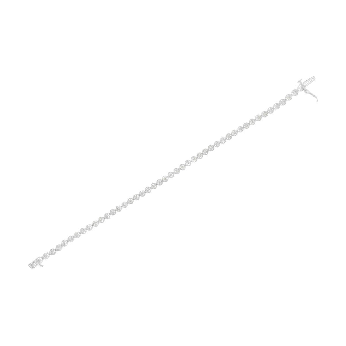.925 Sterling Silver 1/2 Cttw Miracle-set Round-Cut Diamond Bezel Link Bracelet (I-J Color, I3 Clarity) - 7.25&quot; - LinkagejewelrydesignLinkagejewelrydesign