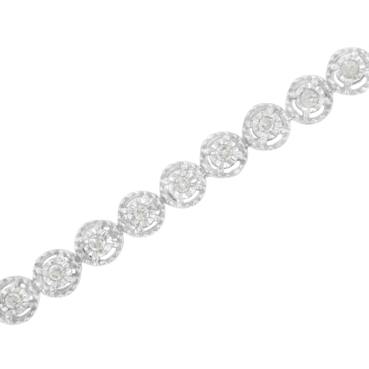 .925 Sterling Silver 1/2 Cttw Miracle-set Round-Cut Diamond Bezel Link Bracelet (I-J Color, I3 Clarity) - 7.25&quot; - LinkagejewelrydesignLinkagejewelrydesign
