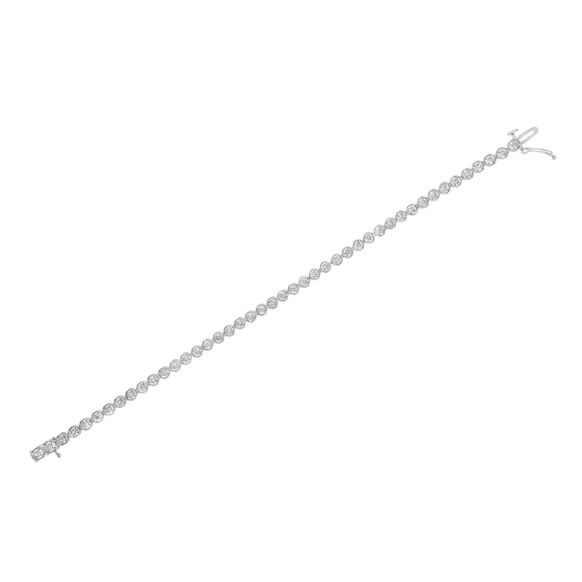 .925 Sterling Silver 1/2 Cttw Miracle Set Round Diamond Bezel Design Link Bracelet (I-J Color, I2-I3 Clarity) - 7.25&quot; - LinkagejewelrydesignLinkagejewelrydesign